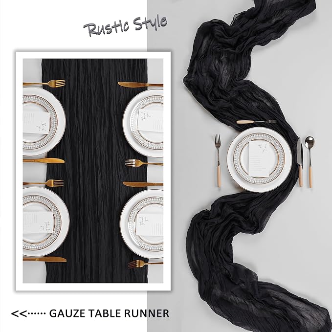 10 Pack 17 x 108 Inch Black Table Runner Cheesecloth | Gauze Cheese Cloth - Image 6