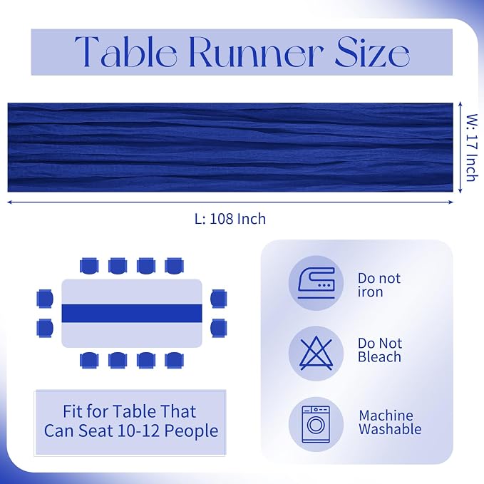 10 Pack Royal Blue Cheesecloth Table Runner 17x108 Inch Boho Gauze Cheese Cloth - Image 2