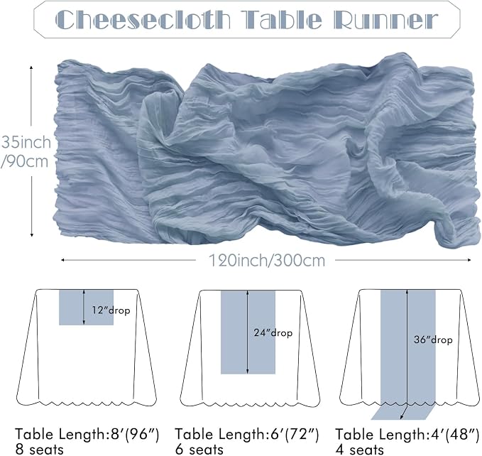 IVAPUPU Dusty Blue Table Runner 120 Inches - Image 2