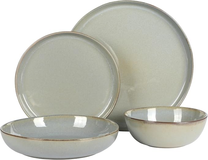 Gibson Elite Berea 16 Piece Plates and Bowls Reactive Glaze Round Dishes - Image 6