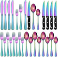 Rainbow 24 Pieces Stainless Steel Silverware Sets by DEHOVKitchen
