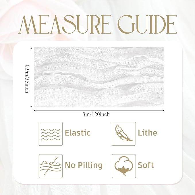 Cheesecloth Table Runner Ivory 10FT Boho Gauze Runner, 2 Pack | 120 Inch Cheese - Image 2