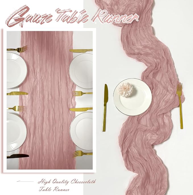 30 Pack Dusty Pink Cheesecloth Table Runner 17 x 108 inch Cheese Cloth Table - Image 6