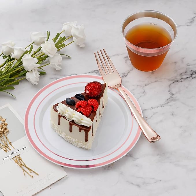 BESTVIP 450PCS Rose Gold Dinnerware Set - Image 4