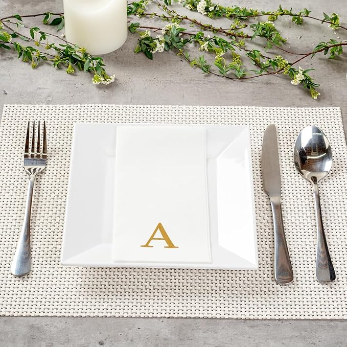 Luxenap 15.8 X 7.9 Inch Linen-Feel Guest Towels, 50 Lettered Hand Towels - Image 3