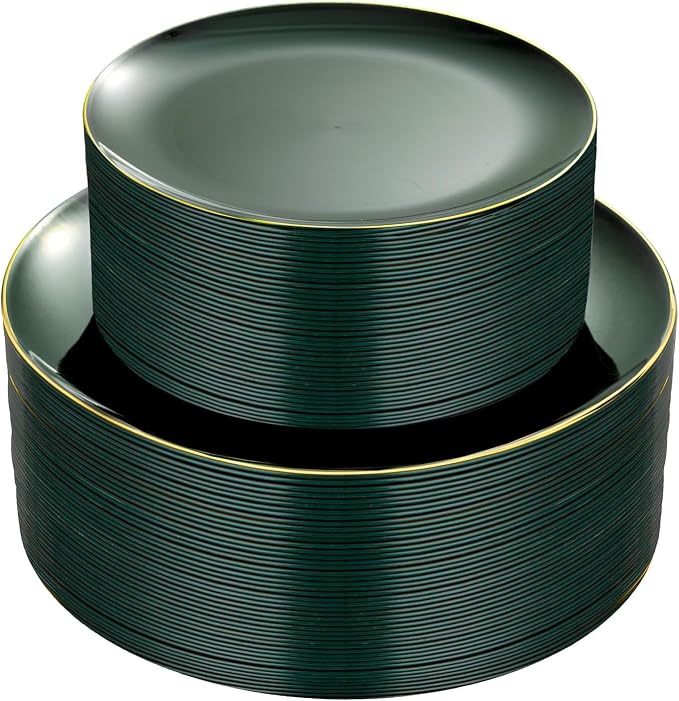 PULOTE 100PCS Green Plastic Plates by PULOTEpartywareWesupplyproductsandyouenjoylife