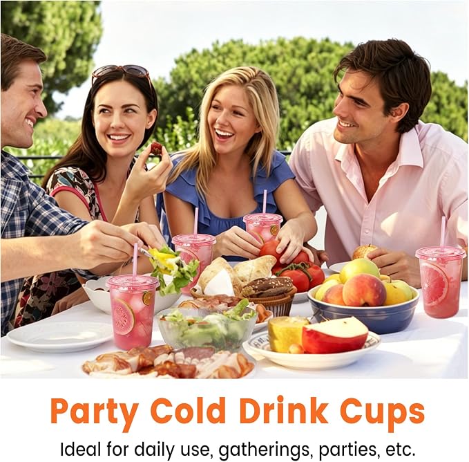 100 Sets - 16oz Pink Plastic Cups - Image 6