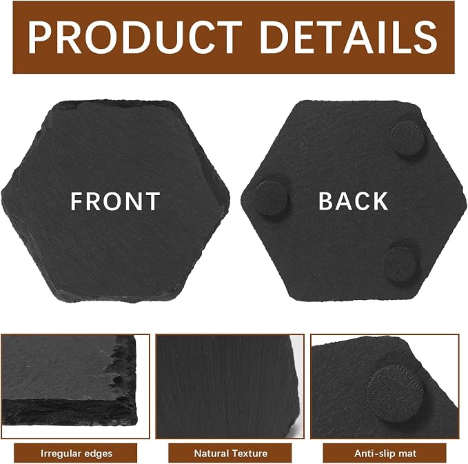 48PCS Slate Coasters for Laser Engraving, 4inch Black Beverage Coasters for - Image 3