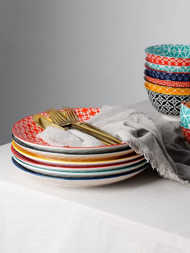 DOWAN 10" Colorful Dinner Plates Set of 6, Ceramic Dessert Plates Set - Image 7