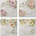 Thirstystone Floral Scriptures 4 Pack Assorted Tumbled Tile Stone Coasters | 4" by CounterArt