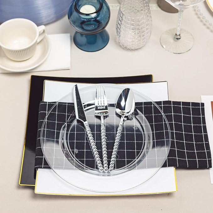 100PCS Clear Plastic Plates Disposable, 10.25" Heavy Duty Dinner Plates | - Image 5