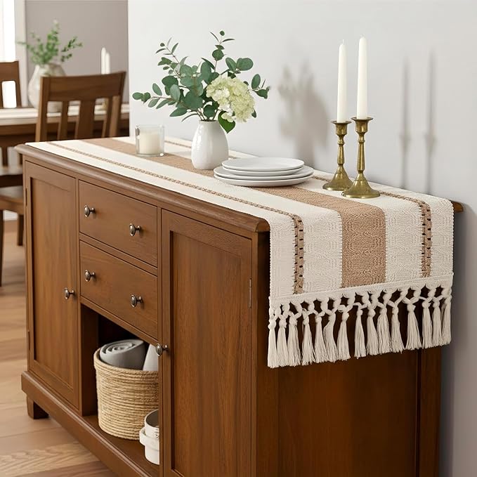 Boho Table Runner with Tassels 12x48 Inch - Image 6