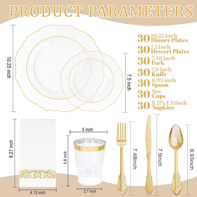 KIRE 210Pcs Clear Plastic Plates - Image 6