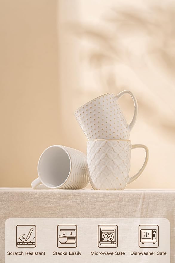 FOBENTA Ceramic Coffee Mugs Set of 4, 16 oz Coffee Cups - Image 5