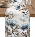 Vintage Tulip Flowers Table Runners 60 Inches Long, Cotton Linen Fabric Table by Edwiinsa