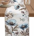 Vintage Tulip Flowers Table Runners 72 Inches Long, Cotton Linen Fabric Table by Edwiinsa