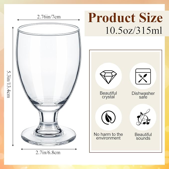 Patelai Set of 24 Water Goblet, 10.5 oz Clear Drinking Glasses Bulk Dishwasher - Image 2