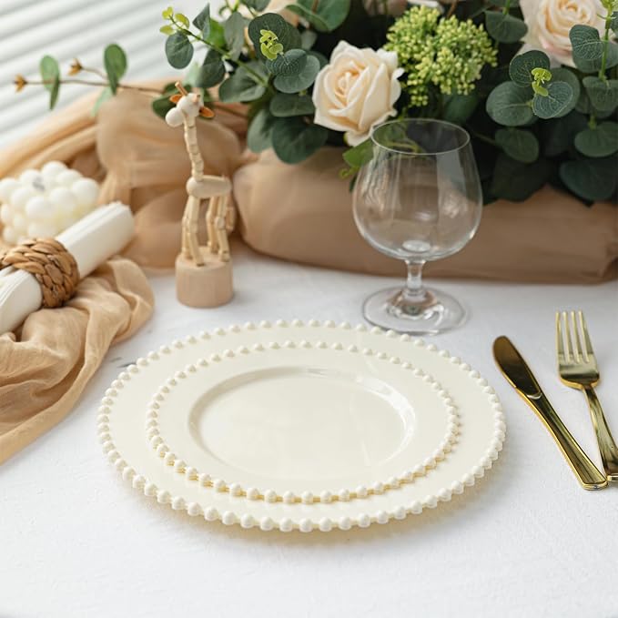 72 Pcs Party Plates Dinner Plate, 10 Inch Ivory Plastic Plate Disposable | - Image 5