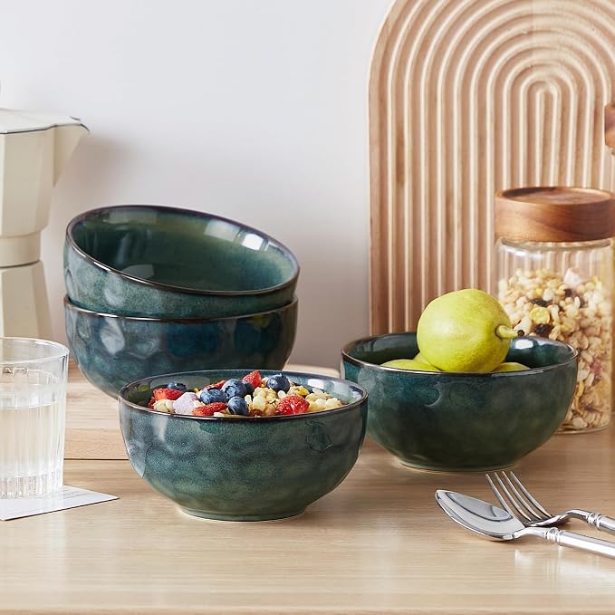 vancasso Starry 24oz Bowls for Soup, Ceramic Green bowls Set of 4 | Deep Bowls - Image 7