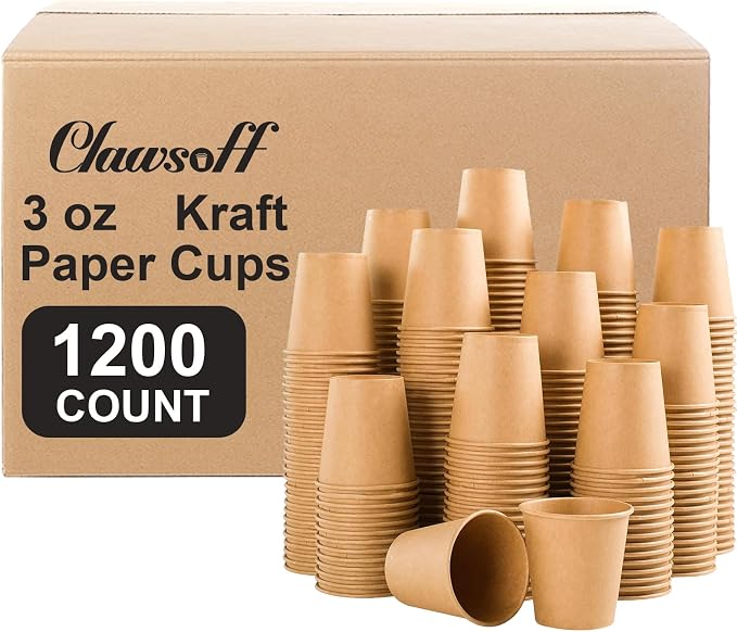 Clawsoff 1200 Pack 3 oz Paper Cups Disposable Kraft Mouthwash Bathroom Cups | by BuyNow