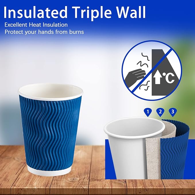 Lamosi 500 Count 12 oz Insulated Disposable Paper Coffee Cups Bulk No Lids | - Image 3