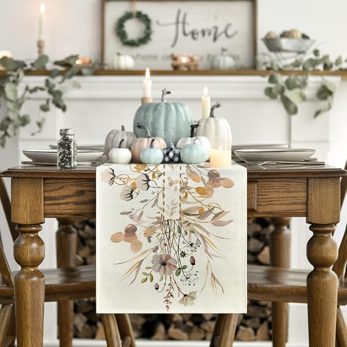 Artoid Mode 210 GSM Fall Table Runner 13x72 Inch Home Party Decor | Wildflower - Image 2