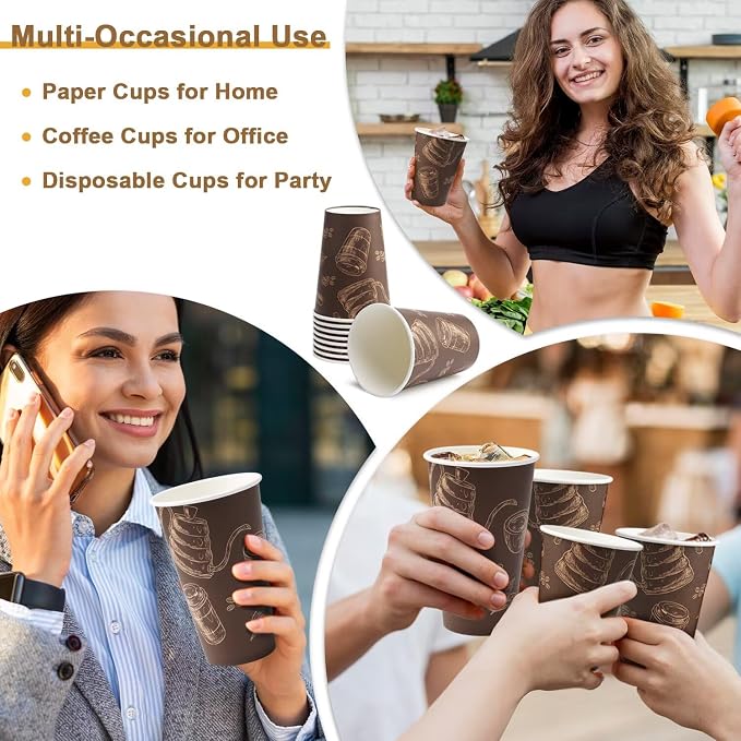 Coffee Cups 16oz 180 Pack Disposable Paper Cup Durable Drinking Cup | Paper Cups - Image 7