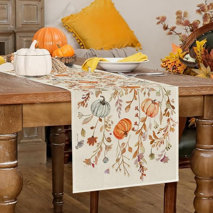 RABUSOFA Fall Table Runner 13x90 Inch Pumpkins Fall Decor - Image 2