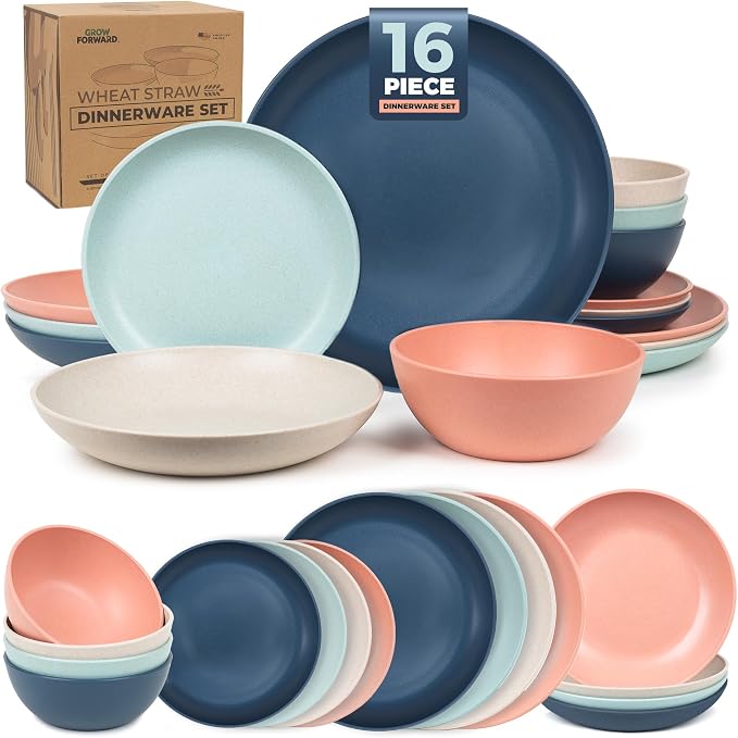 Grow Forward 16-piece Premium Wheat Straw Dinnerware Sets by GrowForward