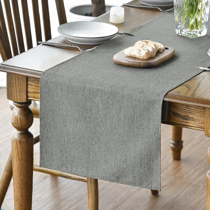 Artoid Mode Light Grey Table Runner, Seasonal Washable Kitchen Dining Table by ArtoidMode