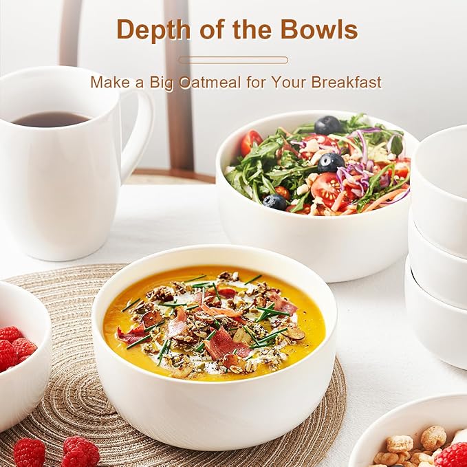 Jassceram 30 oz Soup Bowls, 6 Inch, Oatmeal and Breakfast, - Image 5