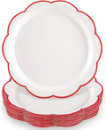 NatNarr 30 Pcs Red and White Paper Plates 9 Inch White Plates by NatNarr