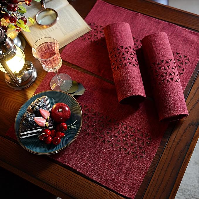 ARTABLE Burgundy Rectangle Fabric Table Runner Finished Edge 16 x 70 Inch | - Image 6