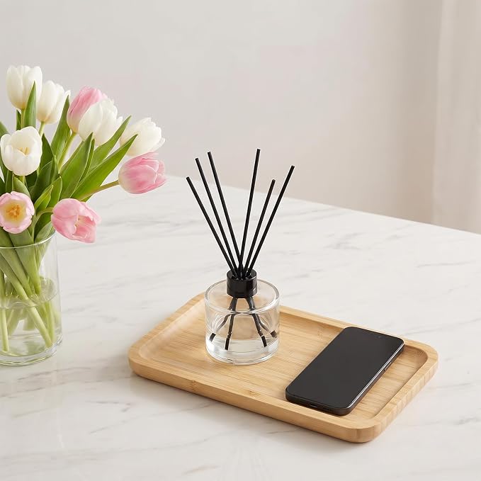 6 Pcs Bamboo Vanity Tray Set for Counter, Natural Bamboo Tray for Bathroom - Image 6