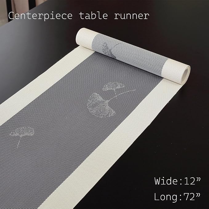 PIGCHCY Elegant Placemats with Matching Table Runner, Washable Durable Plastic - Image 2
