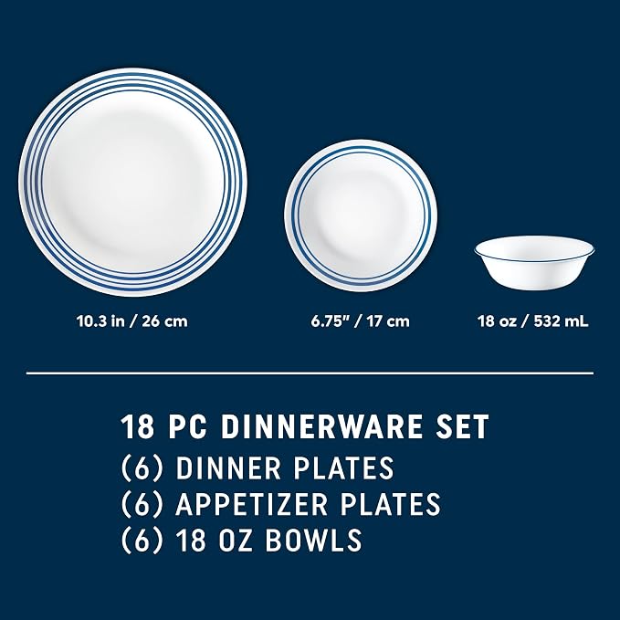 Corelle Vitrelle 18 Piece Glass Dinnerware Sets Service - Image 6