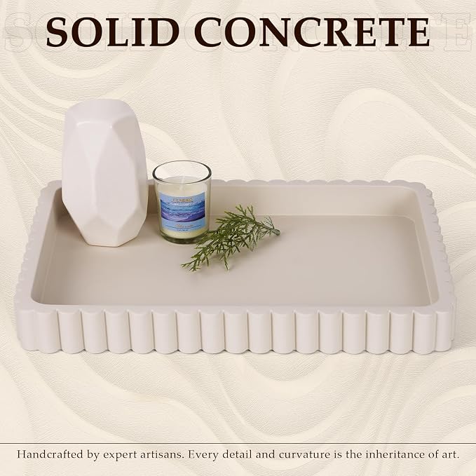 Rectangular Tray for Coffee Table Decor, Cream Gray | Decorative Tray, Solid - Image 2
