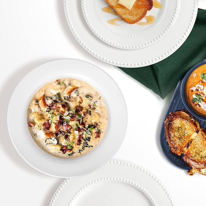 Pasta Bowls Set of 4, 22 oz Ceramic Soup, Pasta and Salad Bowls, Rimmed Deep - Image 3