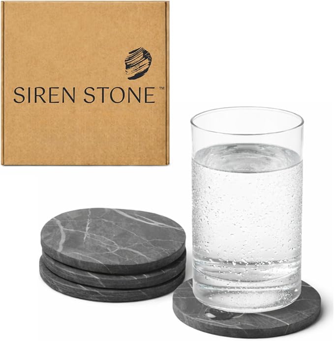 Diatomaceous Earth Coasters Set of 4 | Absorbent Stone Coasters by SirenStone