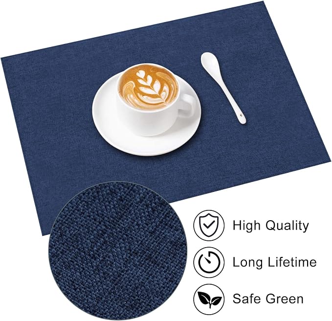 Cloth Placemats Set of 6, Cotton Linen Blend Machine Washable Durable Linen - Image 6