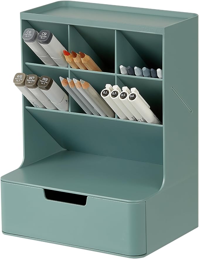 BLUE GINKGO Hive Pen Desk Organizer, Made in Korea | 6 Compartments. Full by BLUEGINKGO