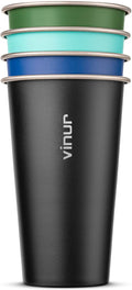 20 oz Stainless Steel Cups-Colorful Stackable Metal Drinking Glasses 4 Pcs | by Vinur