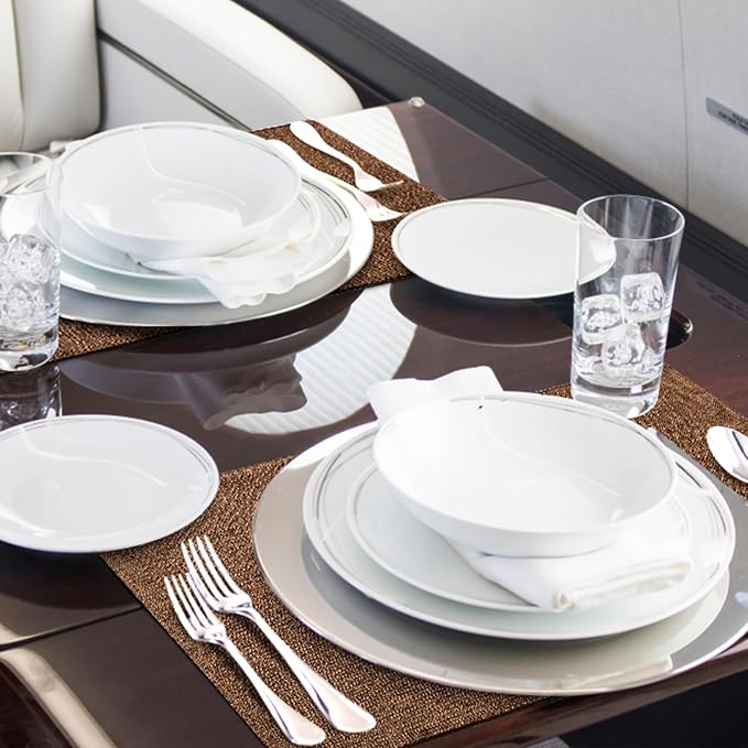 Faux Cotton Linen Placemats Set of 6, Cloth Washable Farmhouse Dining Table Mats - Image 7