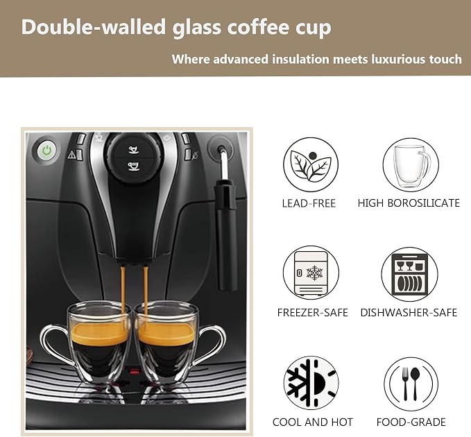 DINGPAI 15 oz Double Walled Glass Coffee Mugs, Large Coffee Mug - Image 4