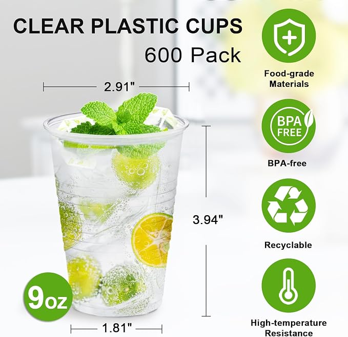 SIUQ 600 Pack 9 oz Plastic Cups, Thanksgiving, Events & Commercial Use - Image 5