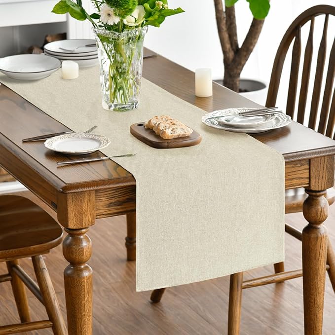 Artoid Mode Beige Table Runner, Seasonal Summer Fall Washable Kitchen Dining - Image 3