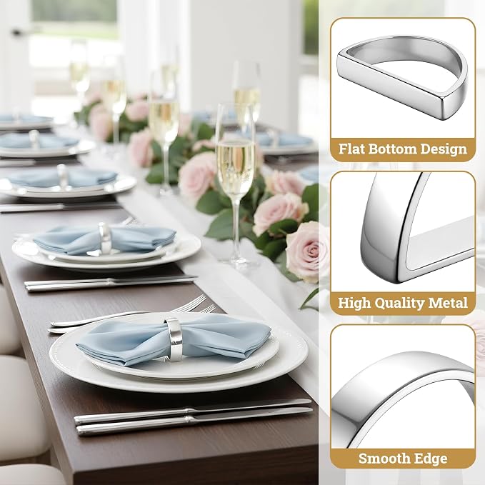 Suream Set of 12 Napkin Holders Buckles, Metal Napkin Rings - Image 3