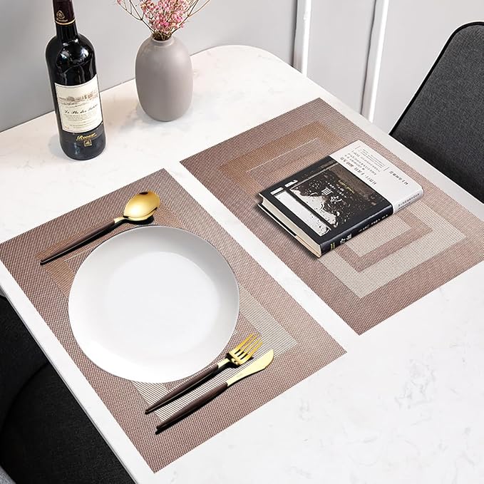 PIGCHCY Placemats Set of 6, Washable Woven Vinyl Kitchen Table Mats Non Slip - Image 7