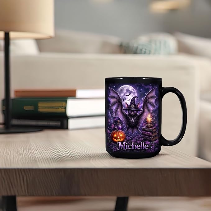 Hyturtle Personalized Halloween Bat Mug, Custom Name Gift - Image 6