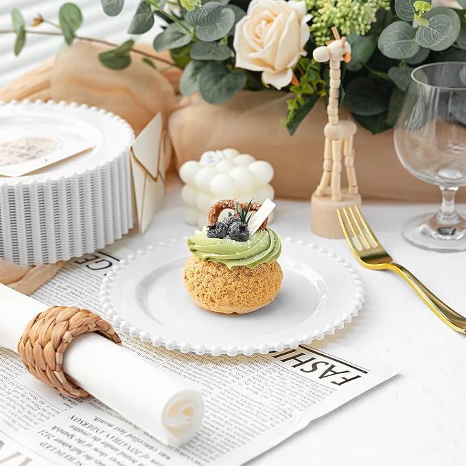 72 Pcs Party Plates Dessert Plate, 7 Inch White Plastic Plate Disposable | - Image 5